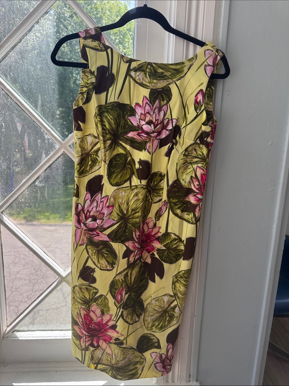 Talbots Yellow Midi Dress with Pink Floral Print